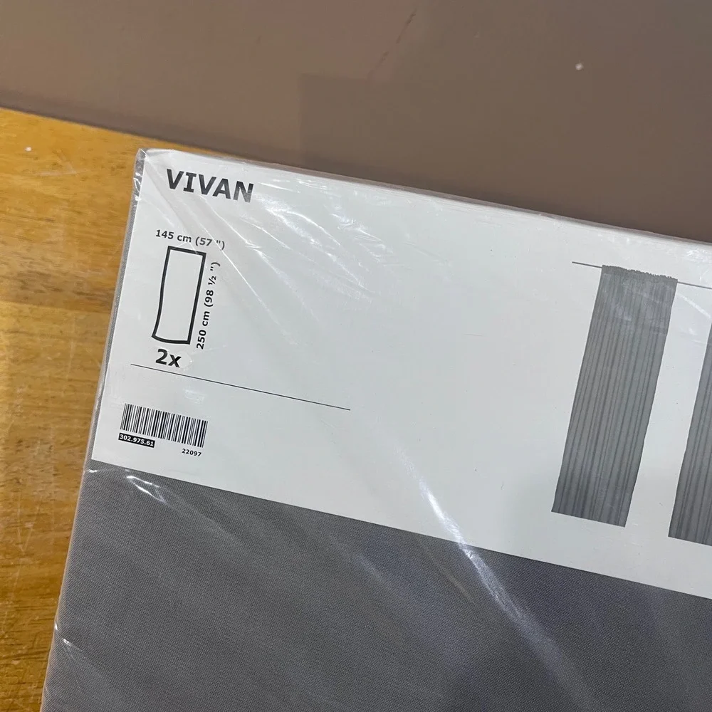 IKEA VIVAN Gray Curtains 2 Panels 57x98.5 Light Filtering‎ Minimalist 302.975.61